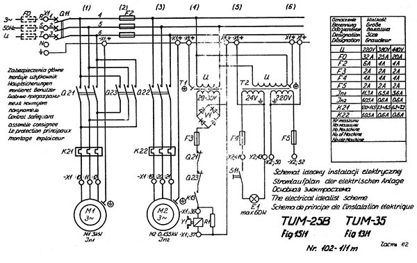 Електрична схема токарно-гвинторізного верстата TUM-35